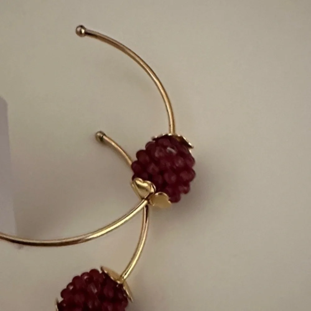 Kate Spade VERRY BERRY BEADED HOOP EARRINGS IN BURGUNDY